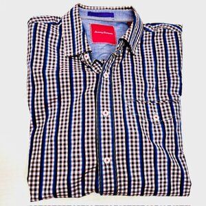 Men Tommy Bahama Casual  Long Sleeve Button Down Sz Lg white purple check (76)